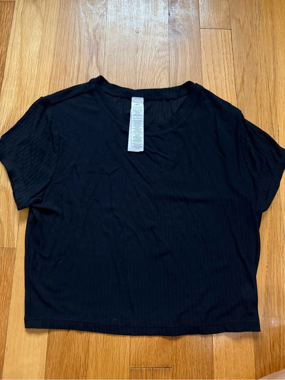 Alo Ribbed Sea Coast Cropped Short Sleeve Tee